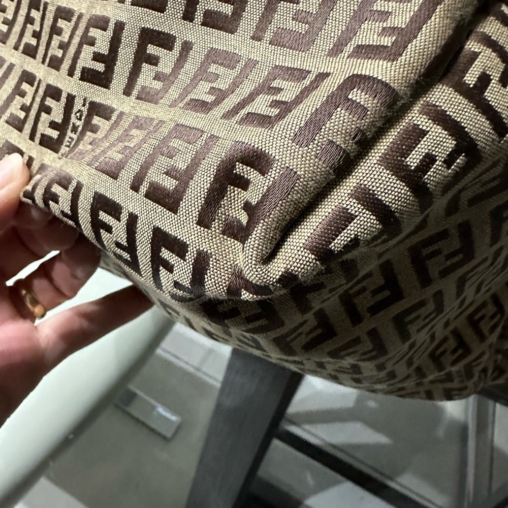 SOLD Auth FENDI Zucchino Tote Bag Beige Brown Canvas Leather 8bh026 - Picture 5 of 17